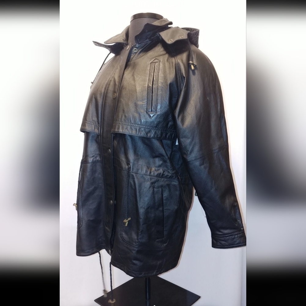 BNWT (L) Leather heavy in weight AND warm Womans coat' +lots pockets  MSRP $170